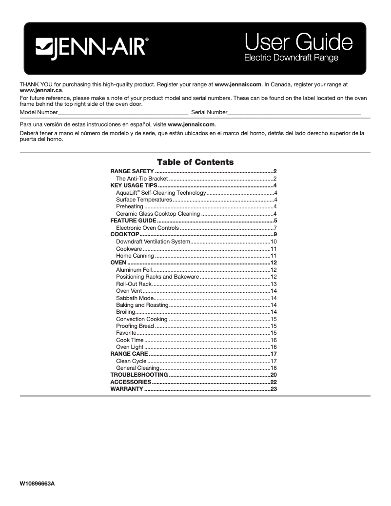 Page 1 de la notice Manuel utilisateur JennAir JES1750FB