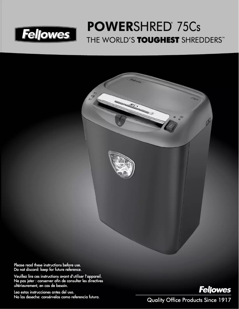 Image de la première page du manuel de l'appareil Powershred 75Cs