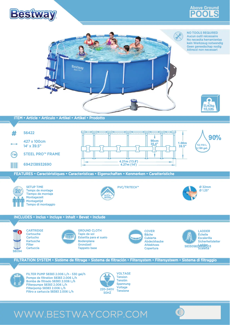 Image de la première page du manuel de l'appareil Steel Pro 4.27m x 1.00m