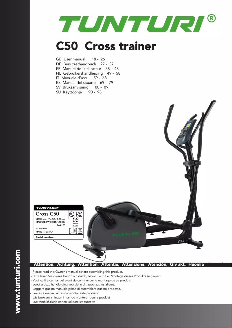 Image de la première page du manuel de l'appareil Performance C50-R