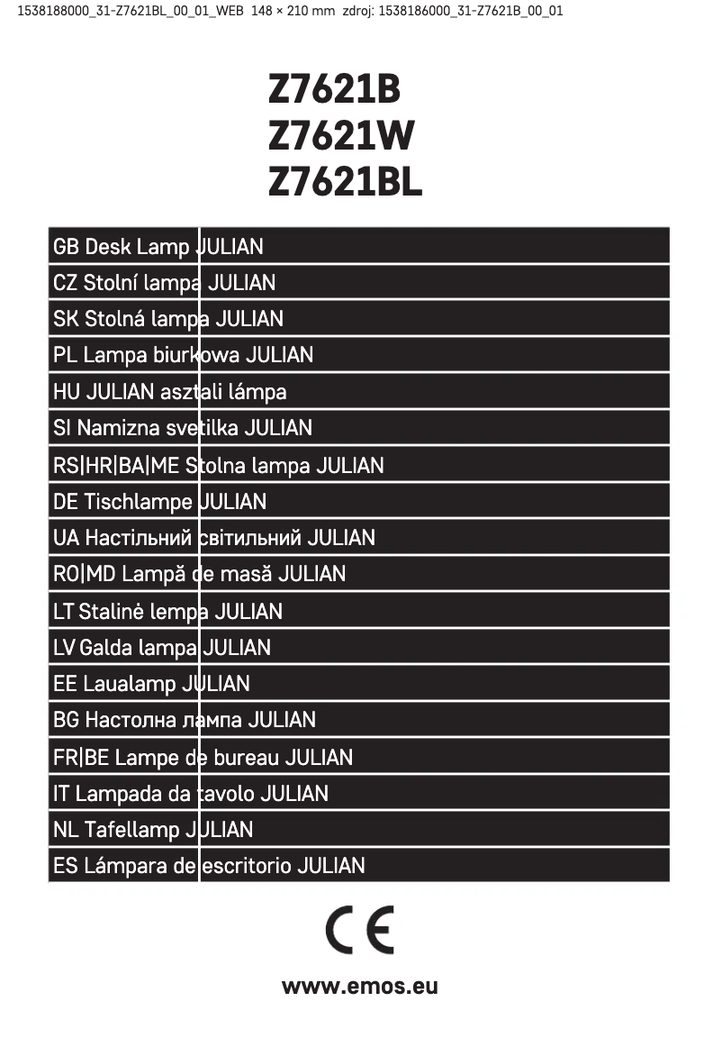 Page n°1 - Manuel utilisateur Emos Z7621BL