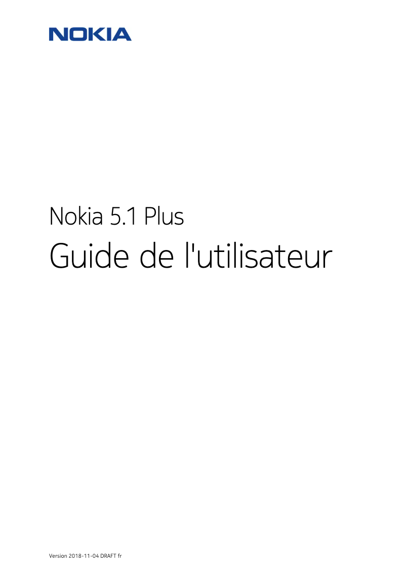 Page 1 de la notice Manuel utilisateur Nokia 5.1 Plus