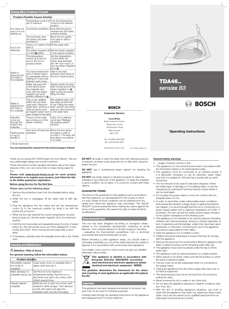 Página 1 del manual Manual de usuario Bosch Sensixx B3 TDA4632GB