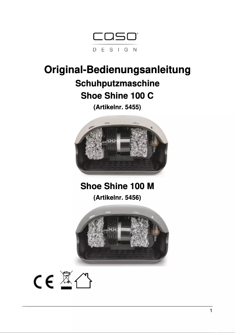 Page n°1 - Manuel utilisateur Caso ShoeShine 100 M