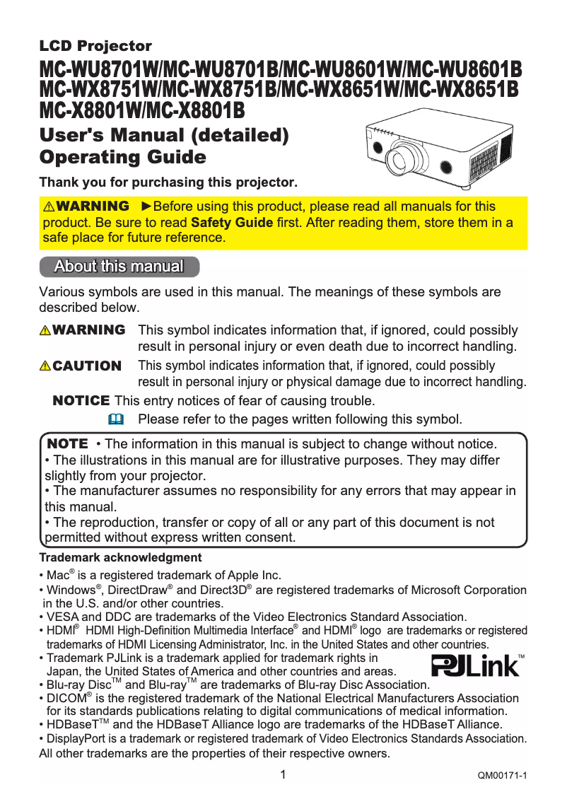 Page 1 de la notice Manuel utilisateur Maxell MC-WX8751W