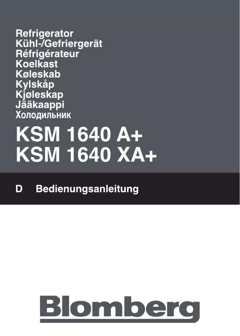 Page n°1 - Manuel utilisateur Blomberg KSM 1640 A
