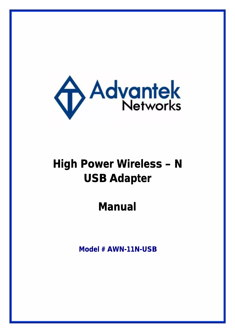 Page 1 de la notice Manuel utilisateur Advantek Networks AWN-11N-USB