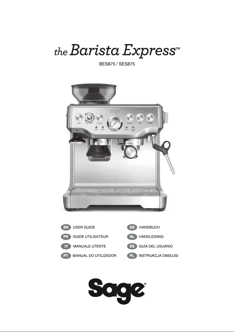 Page 1 de la notice Manuel utilisateur Sage The Barista Express SES875