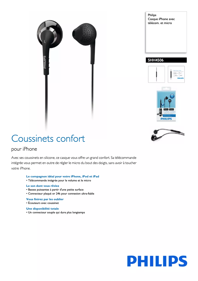 Página 1 del manual Ficha técnica Philips SHH4506