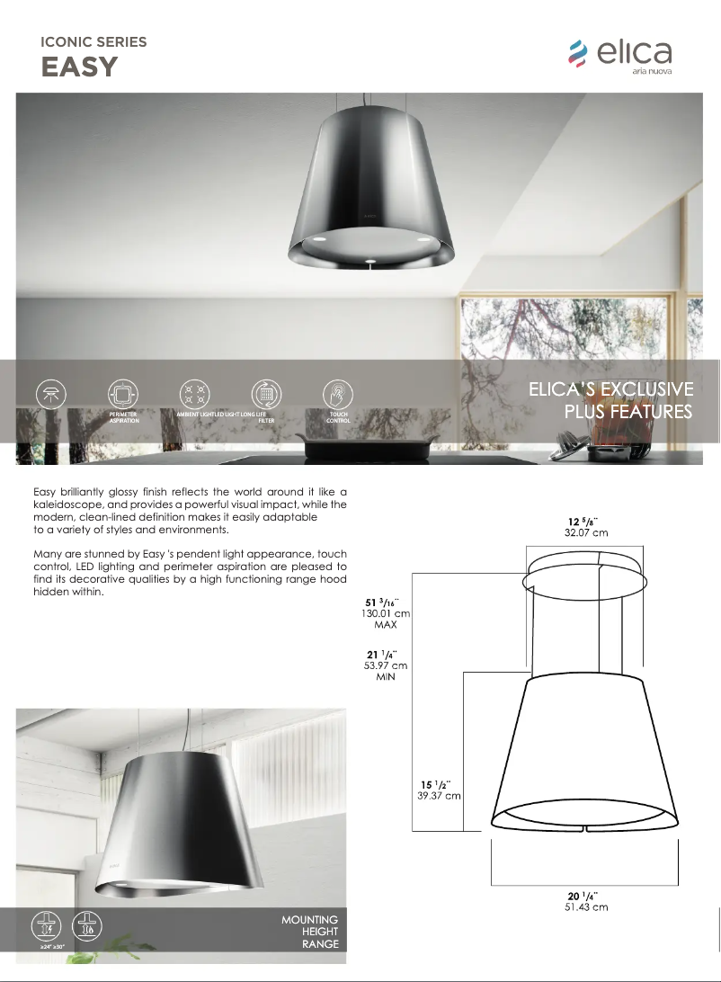 Page 1 de la notice Fiche technique Elica Easy PRF0158722