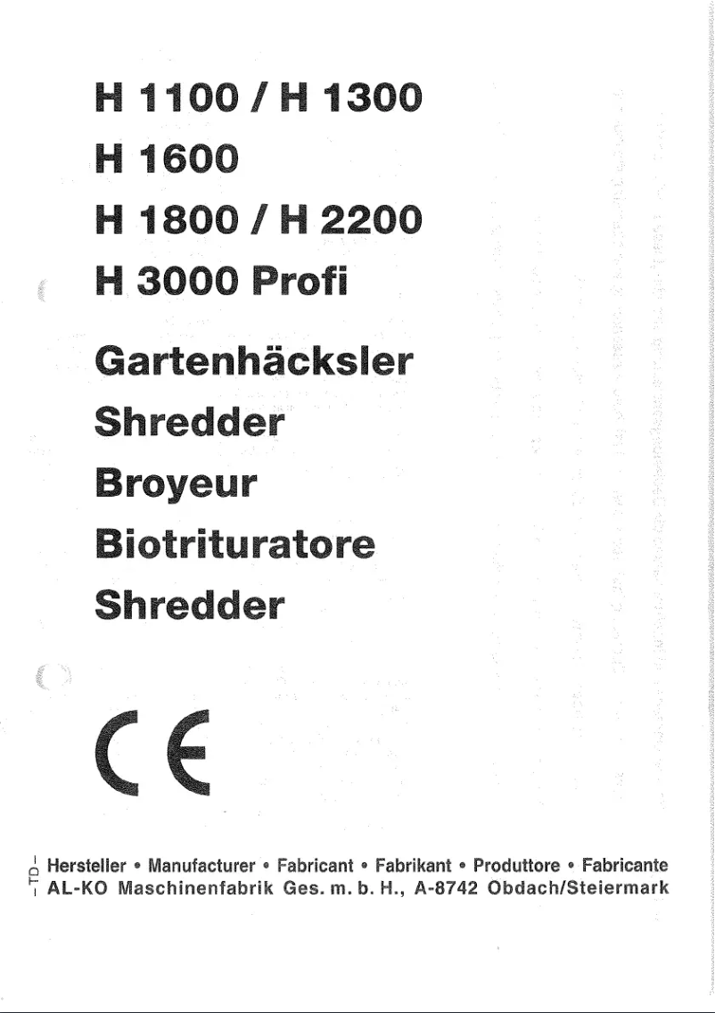 Page n°1 - Manuel utilisateur AL-KO H 1800
