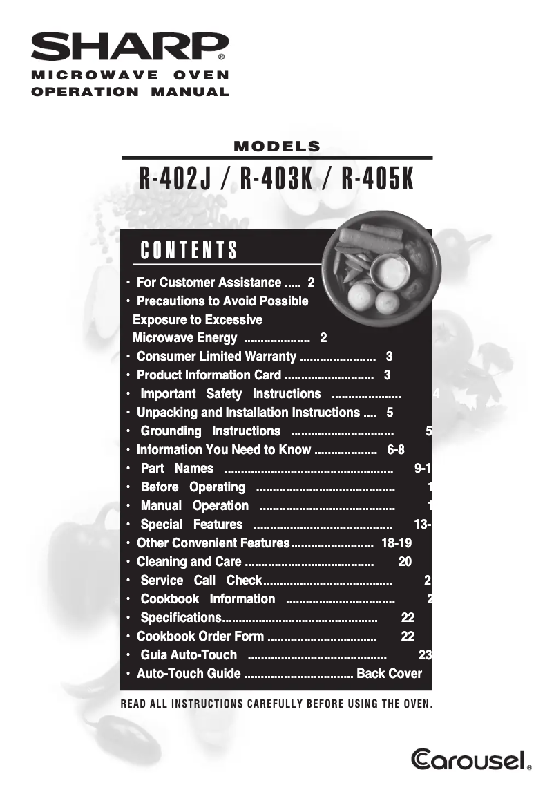 Page n°1 - Manuel utilisateur Sharp R402JWT