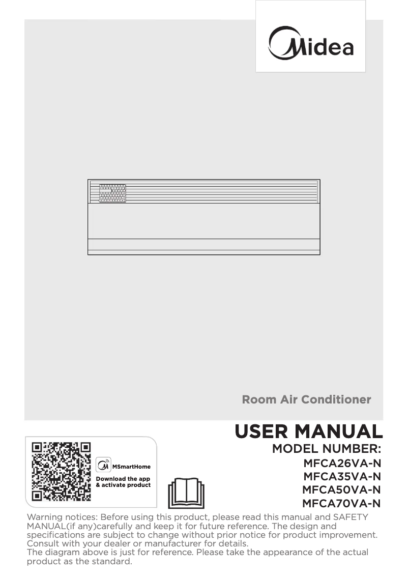 Page 1 de la notice Manuel utilisateur Midea MFCA70VA-W