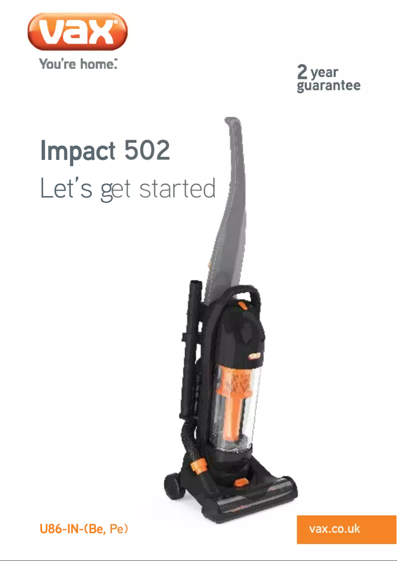 Page 1 de la notice Manuel utilisateur Vax Impact 502 U85-TN-Be