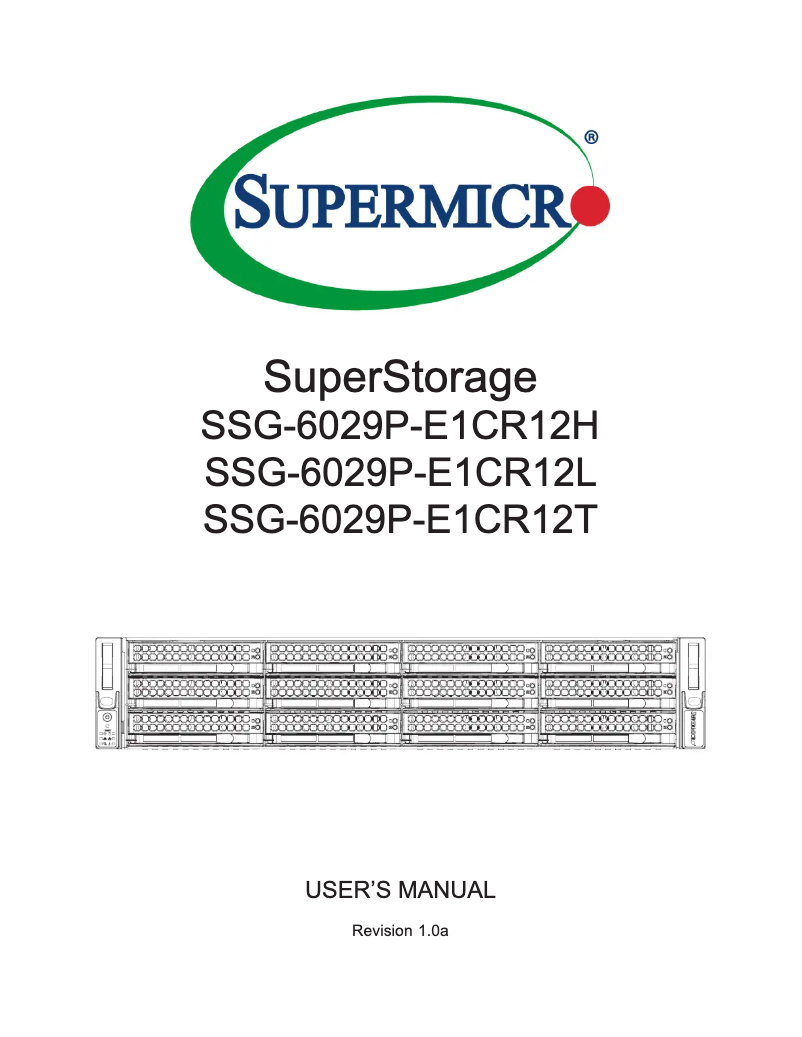 Image de la première page du manuel de l'appareil SuperStorage 6029P-E1CR12L