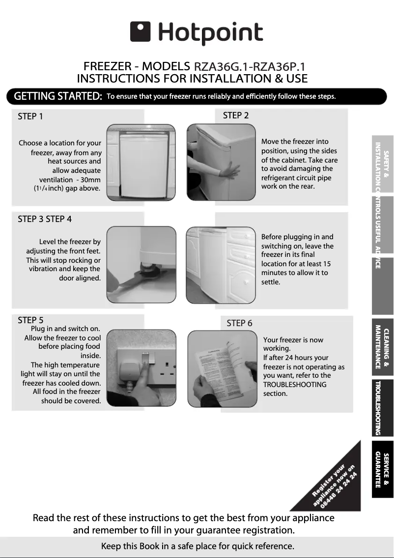 Page n°1 - Instructions / montage Hotpoint RZA36P 1