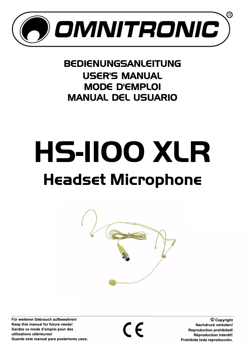 Página 1 del manual Manual de usuario Omnitronic HS-1100 XLR