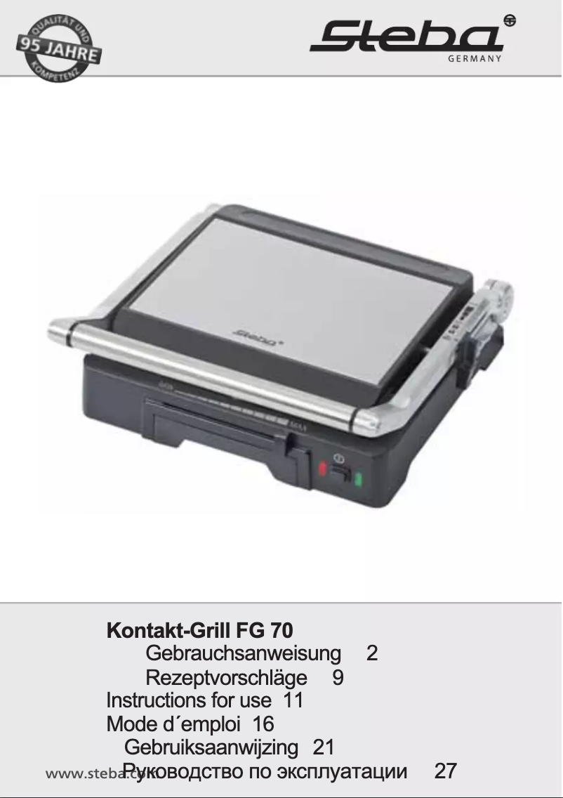 Page 1 de la notice Manuel utilisateur Steba FG 70