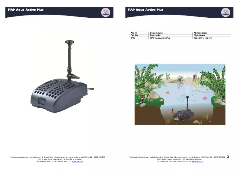 Page n°1 - Manuel utilisateur Fiap Aqua Active Plus