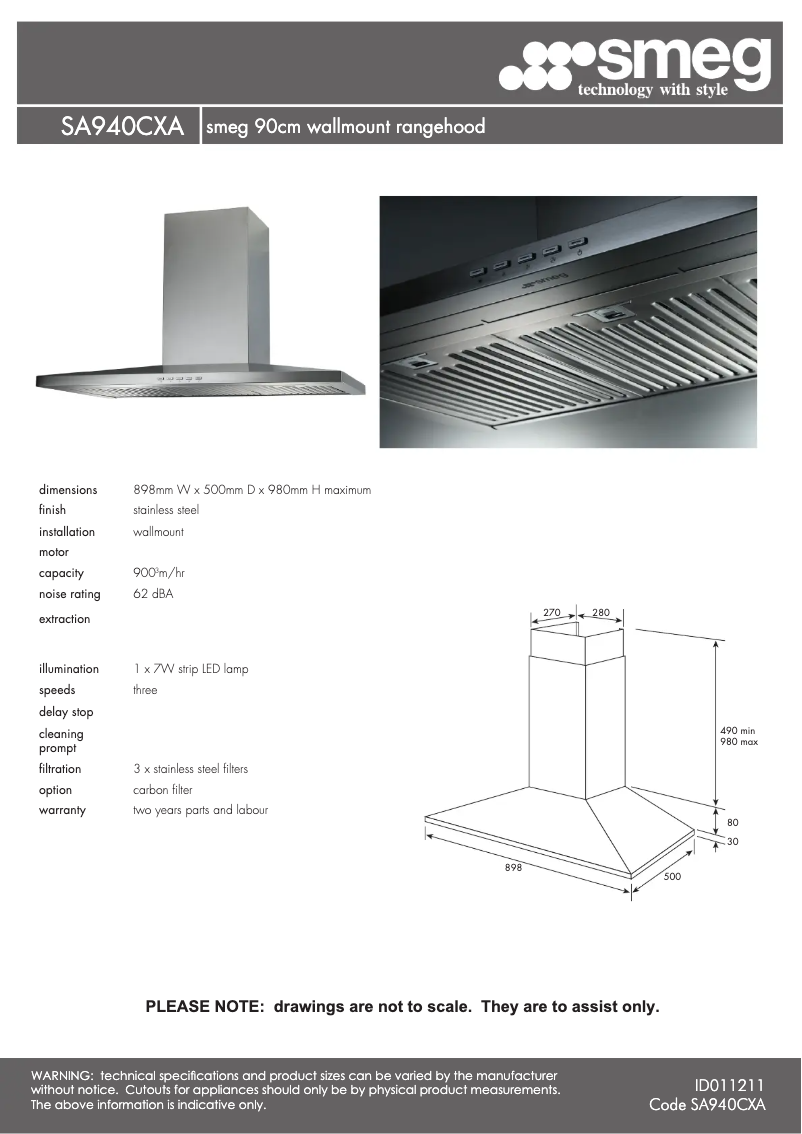 Page n°1 - Manuel utilisateur Smeg SA940CXA