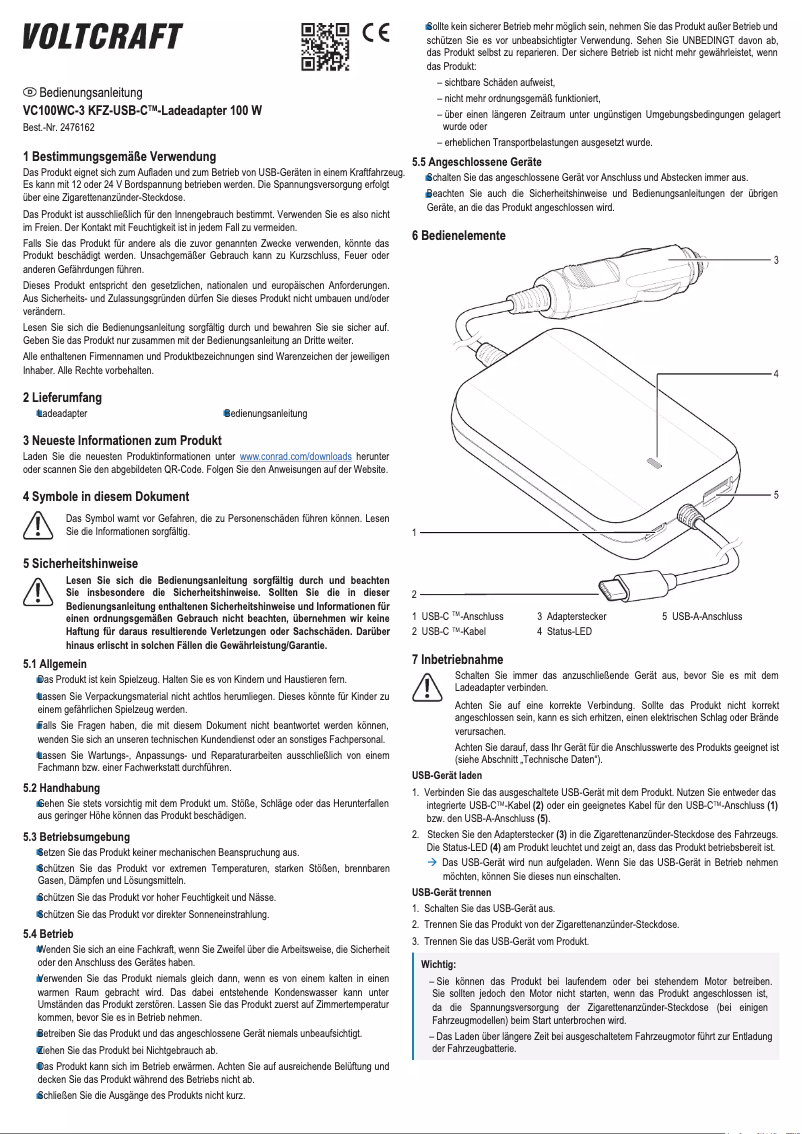 Page 1 de la notice Manuel utilisateur Voltcraft VC100WC-3
