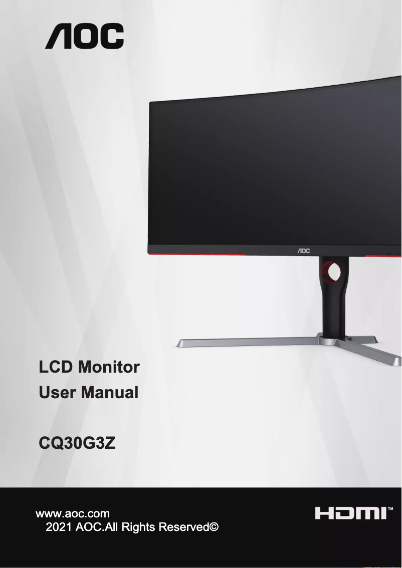 Page n°1 - Manuel utilisateur AOC CQ30G3Z