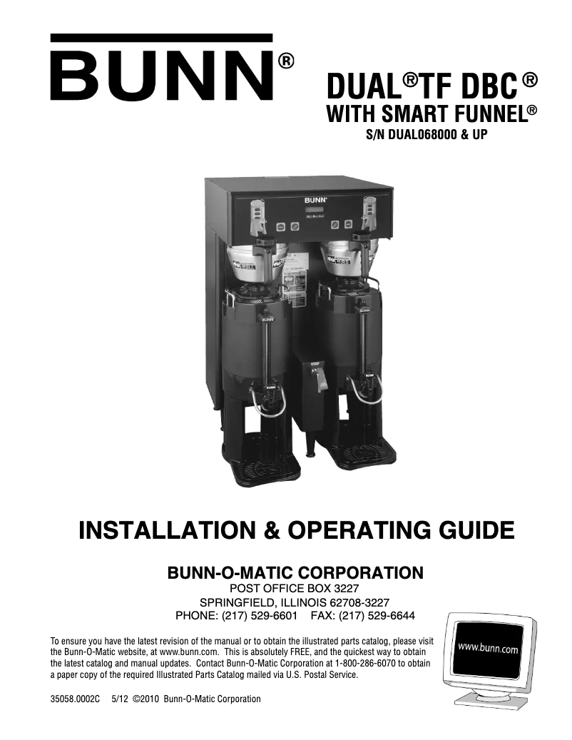 Page n°1 - Manuel utilisateur Bunn Dual TF ThermoFresh DBC