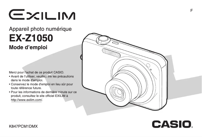 Page 1 de la notice Manuel utilisateur Casio Exilim EX-Z1050