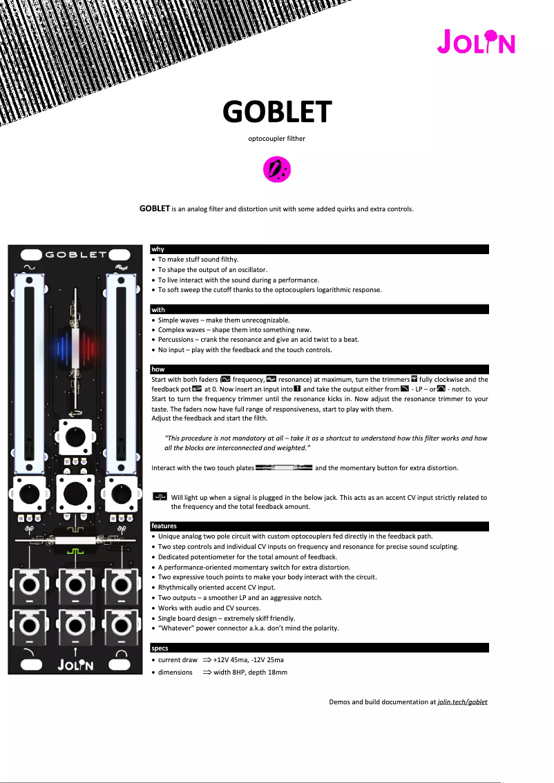 Page 1 de la notice Manuel utilisateur Jolin Goblet