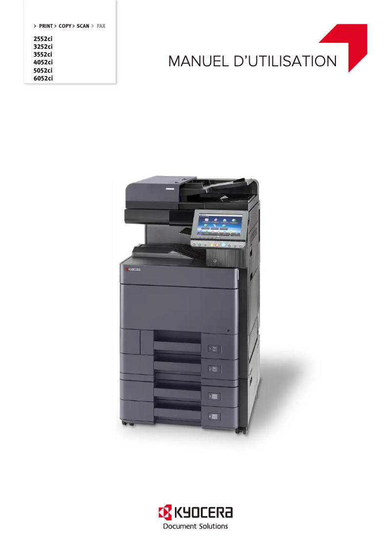 Page 1 de la notice Manuel utilisateur Kyocera TASKalfa 6052CI