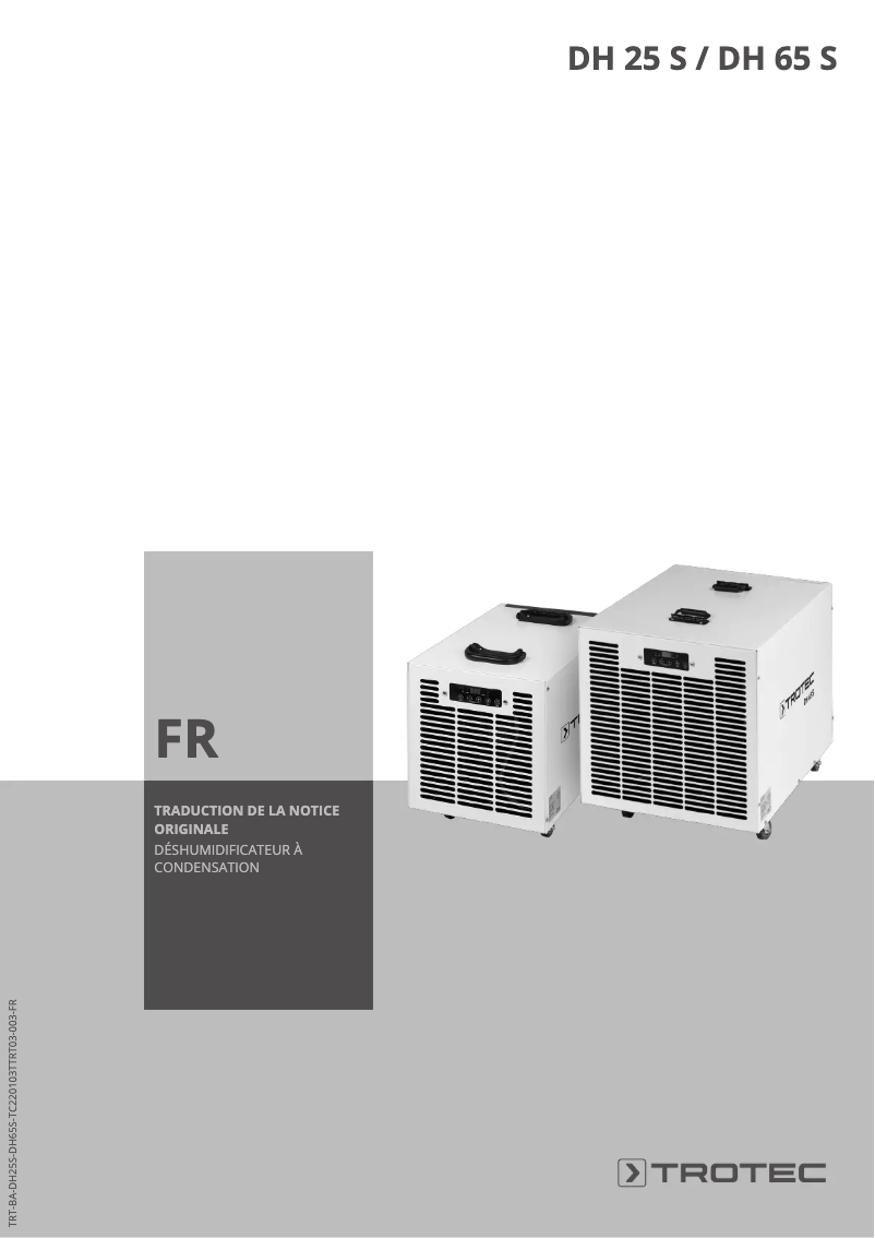 Page 1 de la notice Manuel utilisateur Trotec DH 25 S