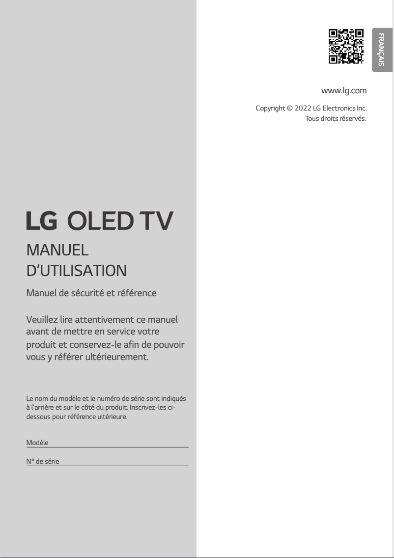 Page n°1 - Manuel utilisateur LG OLED77G29LA
