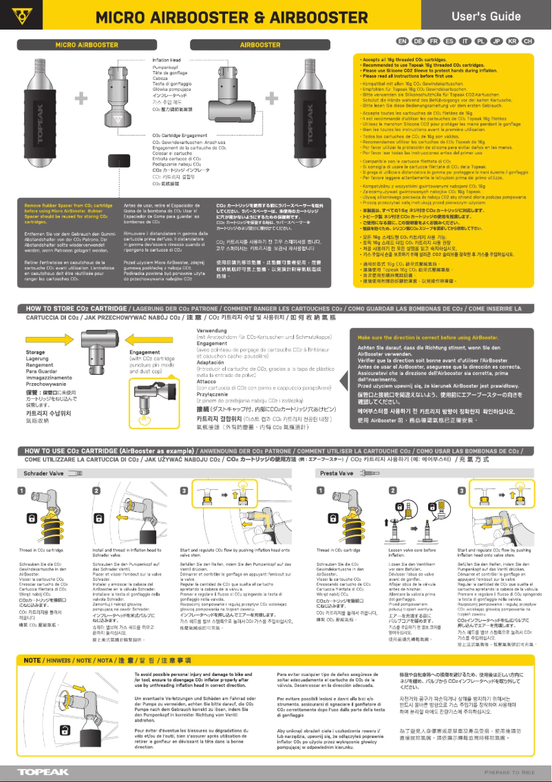 Page 1 de la notice Manuel utilisateur Topeak AirBooster 16G