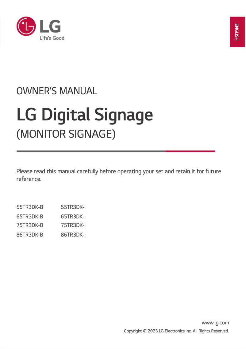 Page n°1 - Manuel utilisateur LG 65TR3DK-B
