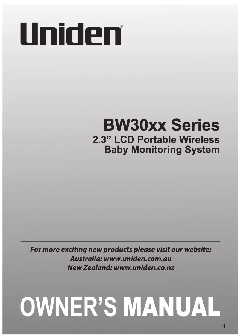 Page n°1 - Manuel utilisateur Uniden BW 3001