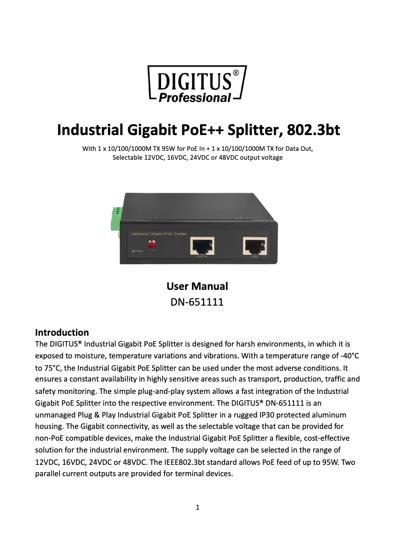 Page n°1 - Manuel utilisateur Digitus DN-651111