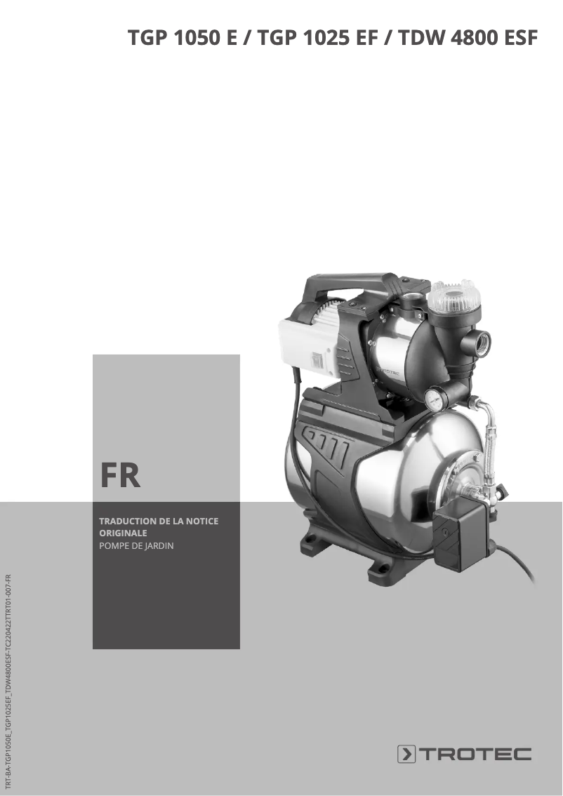 Image de la première page du manuel de l'appareil TGP 1050 E
