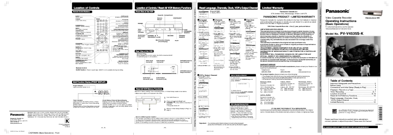 Page 1 de la notice Manuel utilisateur Panasonic PV-V4535