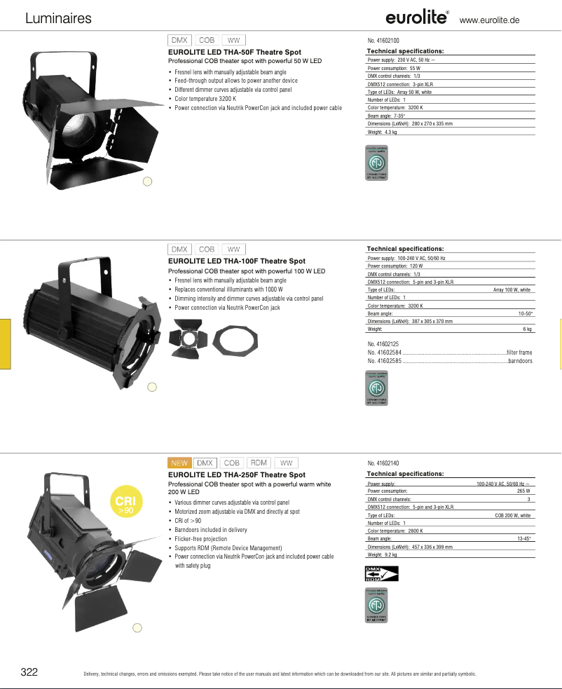 Page 1 de la notice Catalogue Eurolite LED THA-50F