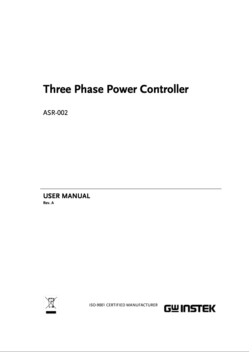 Page 1 de la notice Manuel utilisateur GW Instek ASR-3200