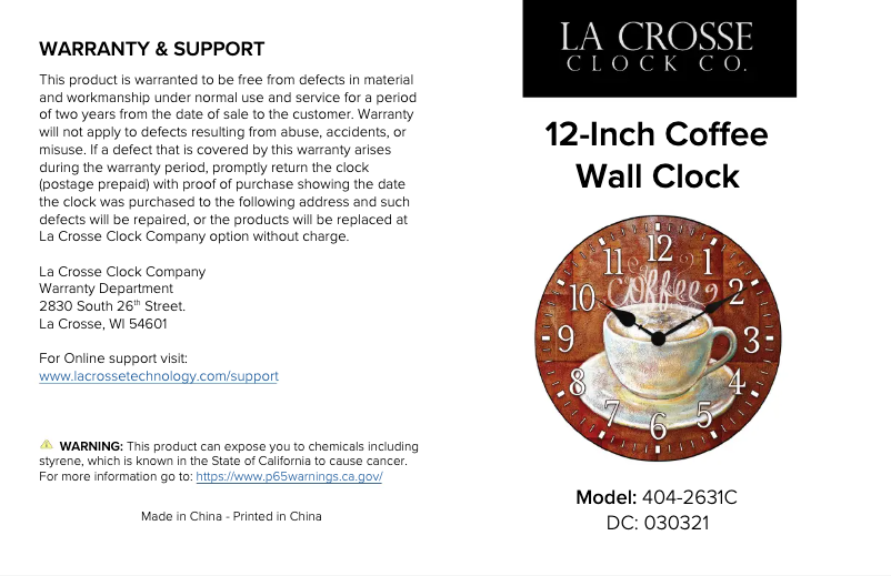 Page 1 de la notice Manuel utilisateur La Crosse Technology 404-2631C