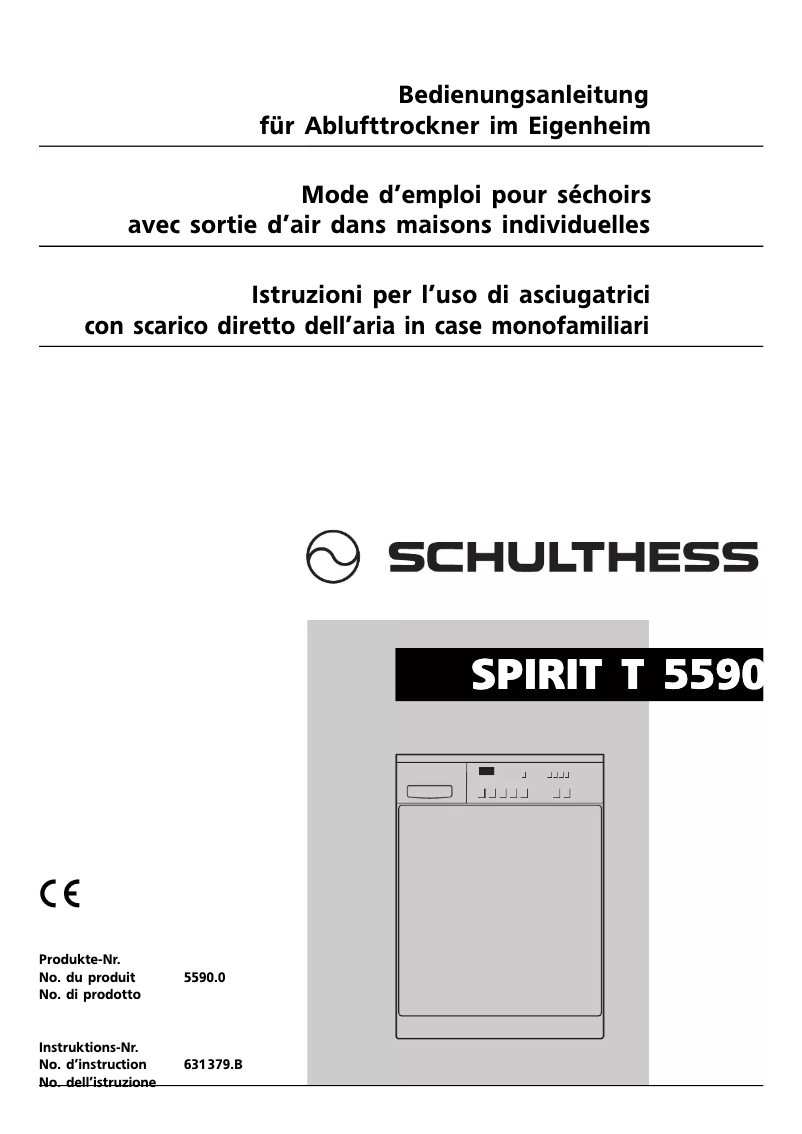 Página 1 del manual Manual de usuario Schulthess Spirit T 5590