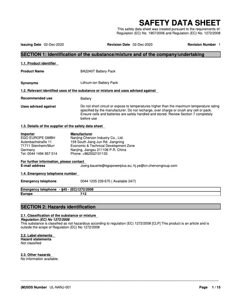 Image de la première page du manuel de l'appareil BA2240T