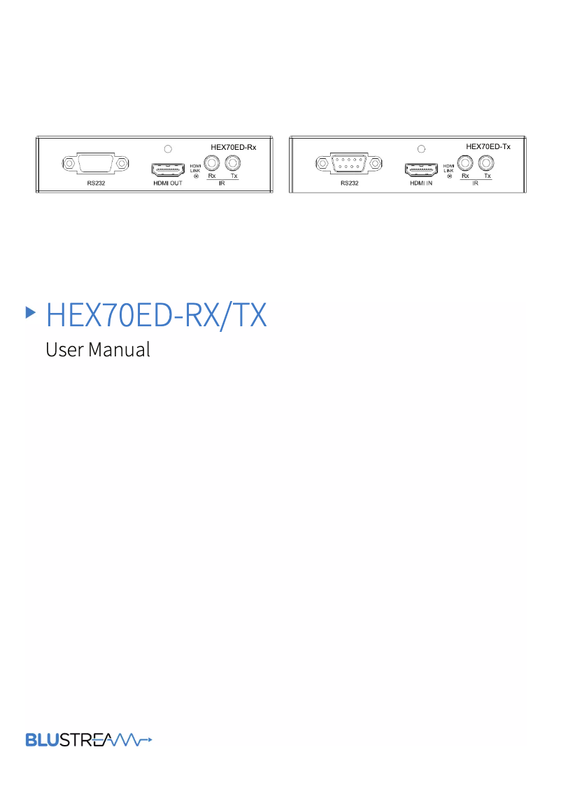 Page n°1 - Manuel utilisateur Blustream HEX70ED-TX