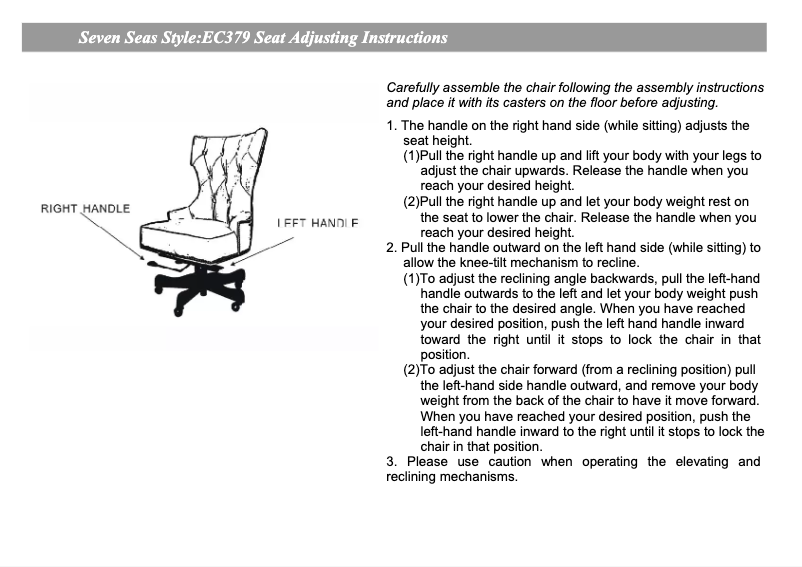 Page 1 de la notice Manuel utilisateur Hooker EC379