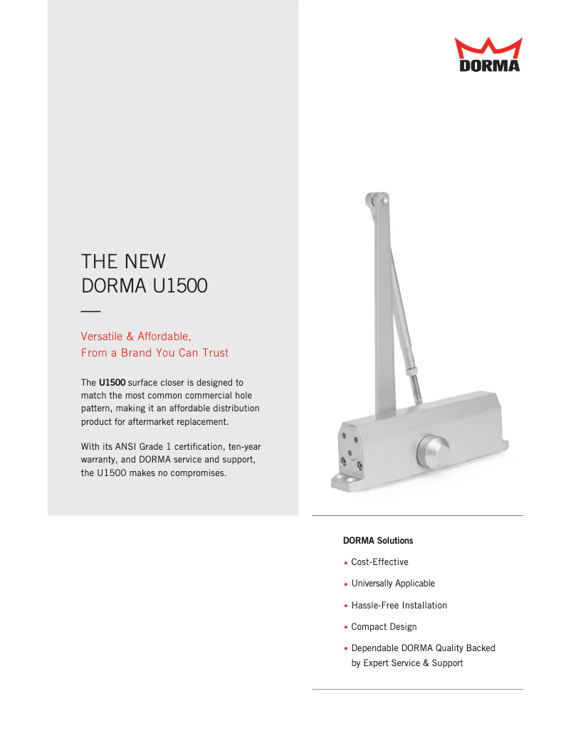 Page 1 de la notice Manuel utilisateur Dormakaba U1500