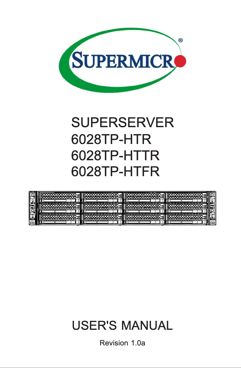 Image de la première page du manuel de l'appareil SuperServer 6028TP-HTTR