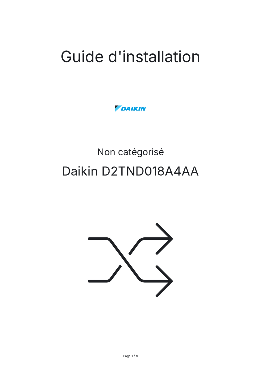 Image de la première page du manuel de l'appareil D2TND018A4AA