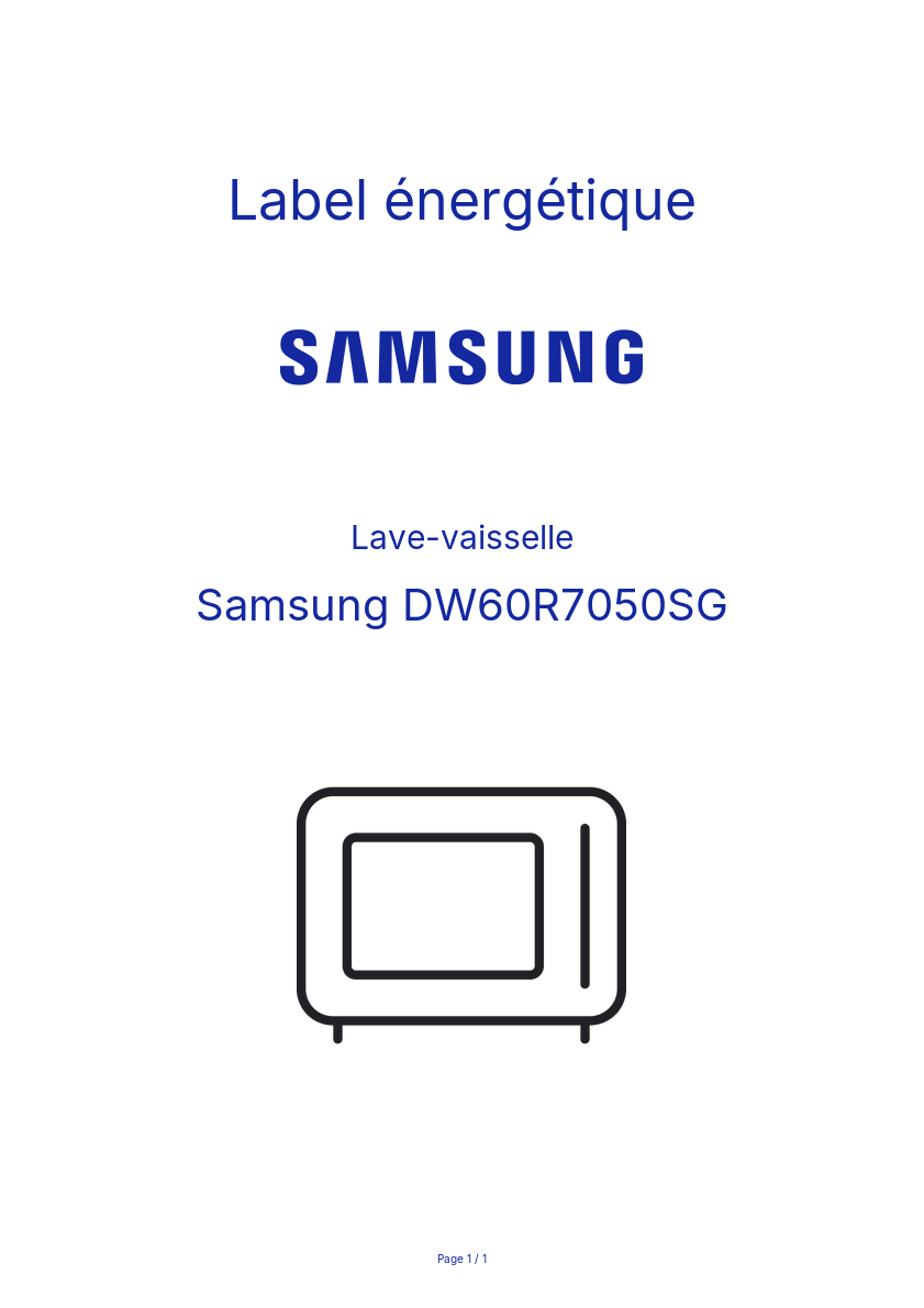 Image de la première page du manuel de l'appareil DW60R7050SG