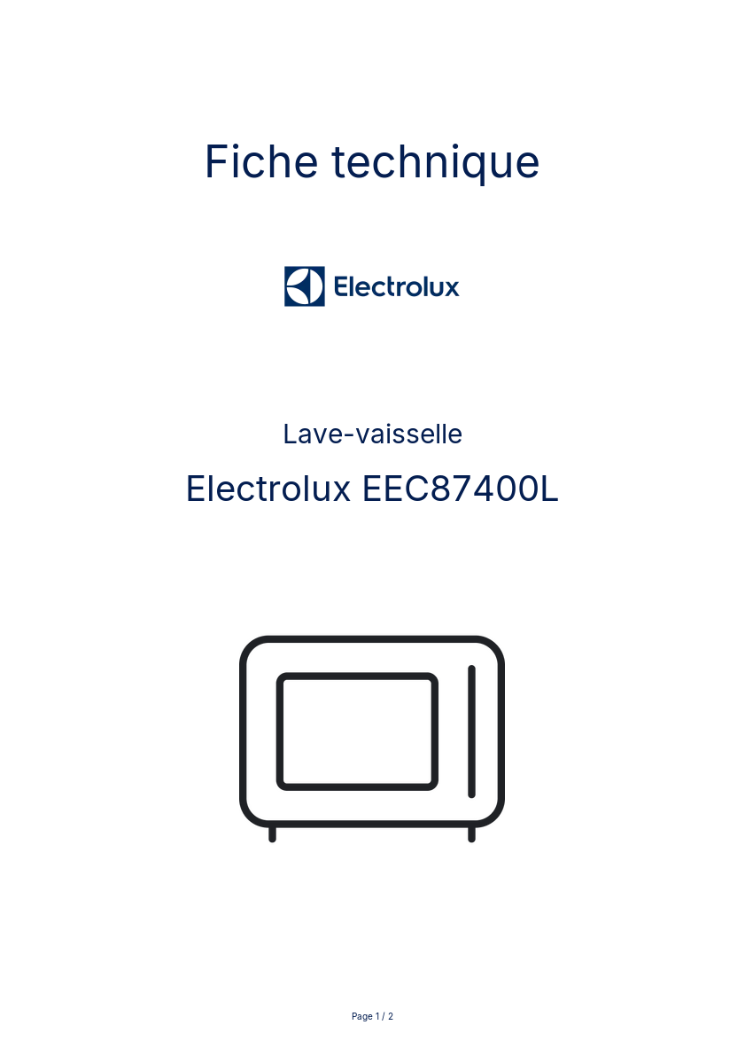 Page n°1 - Fiche technique Electrolux EEC87400L